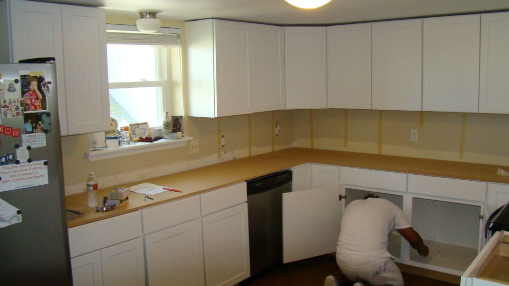 Final adjustments to cabinets prior to installing counter top